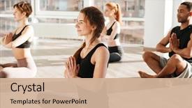  Presentation with lotus - Amazing slide set having pose and relaxing in yoga backdrop and a soft green colored foreground