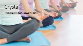  Presentation with women in leadership - Slide set featuring pose at a bright fitness background and a lemonade colored foreground