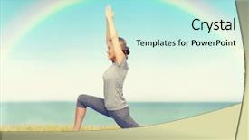  Presentation with sea rainbow - PPT theme consisting of pose on mat over blue background and a sky blue colored foreground