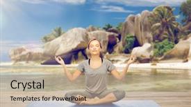  Presentation with healthy people - Cool new slides with pose on mat over exotic backdrop and a mint green colored foreground