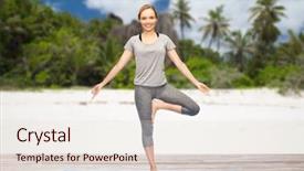  Presentation with clean water healthy concept - Slide deck enhanced with pose on mat over exotic background and a  colored foreground