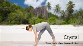  Presentation with stretch - Theme having pose on mat over exotic background and a  colored foreground