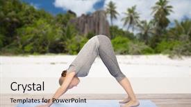  Presentation with woman sport - Cool new slides with pose on mat over exotic backdrop and a lemonade colored foreground