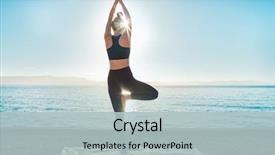  Presentation with sea sun - Beautiful theme featuring pose on the sea coastline backdrop and a light blue colored foreground