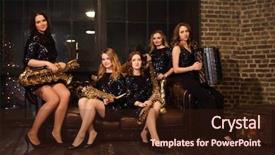  Presentation with accordion - Audience pleasing slide deck consisting of pose with saxophones and accordion backdrop and a wine colored foreground