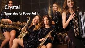  Presentation with accordion - PPT theme featuring pose with saxophones and accordion background and a wine colored foreground