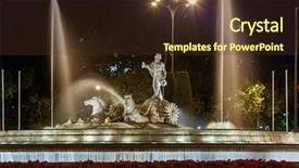  Presentation with madrid map - Slide deck consisting of poseidon - fountain of neptune in madrid background and a tawny brown colored foreground