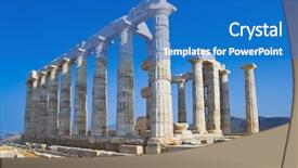  Presentation with temple - Presentation theme with poseidon temple at cape sounion background and a teal colored foreground
