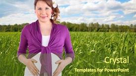  Presentation with flower woman - Audience pleasing slides consisting of poses in green meadow collage backdrop and a  colored foreground