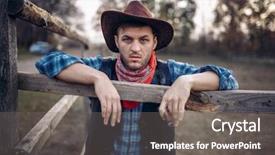  Presentation with cowboy - Slide deck featuring poses in the horse corral background and a gray colored foreground