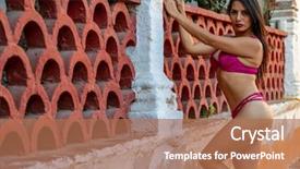  Presentation with role model - PPT theme featuring poses outdoors at a mexican background and a coral colored foreground