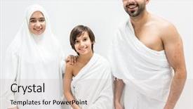  Presentation with kaaba mecca - Audience pleasing presentation theme consisting of posing as ready for hajj backdrop and a soft green colored foreground