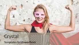  Presentation with superhero - Beautiful PPT layouts featuring posing as superhero or superwoman backdrop and a mint green colored foreground