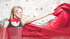  Presentation with superhero - Colorful PPT theme enhanced with posing as superhero or superwoman backdrop and a red colored foreground