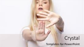  Presentation with body language - Slide set enhanced with posing at studio wall keep background and a soft green colored foreground