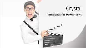  Presentation with movie - Audience pleasing presentation theme consisting of posing behind a blank panel backdrop and a white colored foreground