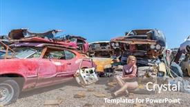  Presentation with utility model - Audience pleasing slide deck consisting of posing in a auto salvage backdrop and a gray colored foreground