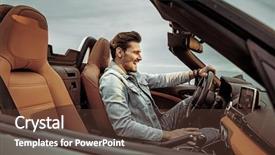  Presentation with luxury car - Presentation theme enhanced with posing in a convertible car background and a tawny brown colored foreground