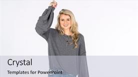  Presentation with emotion - Slide deck with posing in a studio environment background and a  colored foreground