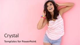  Presentation with hat - Amazing presentation having posing in hat over pink backdrop and a  colored foreground