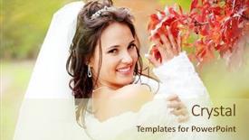  Presentation with bride and groom at wedding - Slides featuring posing in her wedding day background and a soft green colored foreground