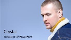  Presentation with jeans - Colorful slides enhanced with posing in jeans clothes short backdrop and a light blue colored foreground