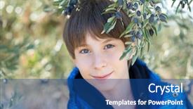  Presentation with olive trees garden mediterranean olive - Slide deck with posing in olive trees garden background and a ocean colored foreground