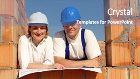  Presentation with future plan - Presentation design featuring posing in their future house background and a  colored foreground