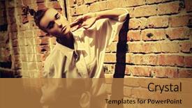  Presentation with city street - Cool new presentation theme with posing on a city street backdrop and a coral colored foreground