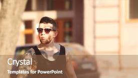  Presentation with city street - Presentation design with posing on blurred city street background and a tawny brown colored foreground