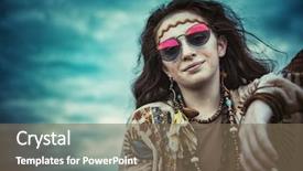  Presentation with spirit - PPT theme consisting of posing outdoor contemporary bohemian style background and a violet colored foreground