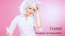  Presentation with pink white - Audience pleasing slide deck consisting of posing over pink background anime backdrop and a lemonade colored foreground