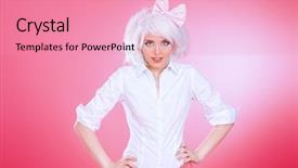  Presentation with teen girl - Amazing presentation design having posing over pink background anime backdrop and a coral colored foreground