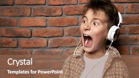  Presentation with black male female fashion - Colorful PPT theme enhanced with posing over the brick wall backdrop and a violet colored foreground