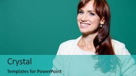  Presentation with green fashion - Slide deck with posing over the green backgound background and a  colored foreground