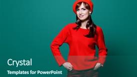  Presentation with green fashion - Presentation design having posing over the green backgound background and a ocean colored foreground