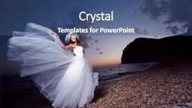  Presentation with beach wedding - Presentation enhanced with posing showing her wedding dress background and a ocean colored foreground