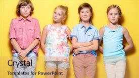  Presentation with bright yellow - Presentation theme having posing together over bright yellow background and a yellow colored foreground