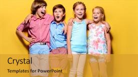  Presentation with bright yellow - PPT layouts with posing together over bright yellow background and a gold colored foreground