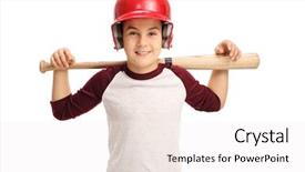  Presentation with joyful - Slide deck enhanced with posing with a baseball bat background and a white colored foreground