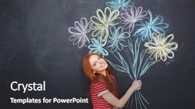  Presentation with flower woman - Presentation theme enhanced with posing with bouquet of flower background and a dark gray colored foreground