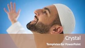  Presentation with arabic music arab man playing - Audience pleasing presentation consisting of posing with hands in air backdrop and a  colored foreground