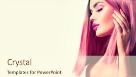  Presentation with bob hairstyle - Slide deck with posing young woman portrait border background and a cream colored foreground