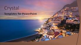  Presentation with coast - PPT theme consisting of positano-italy-along-the-amalfi background and a coral colored foreground