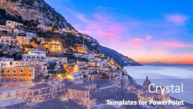  Presentation with dusk - PPT theme enhanced with positano-italy-along-the-amalfi background and a ocean colored foreground