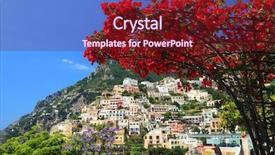  Presentation with coast - Audience pleasing presentation theme consisting of positano on the amalfi coast italy europe backdrop and a tawny brown colored foreground