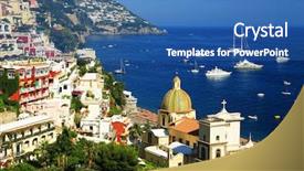  Presentation with europe - PPT layouts featuring positano on the amalfi coast italy europe background and a ocean colored foreground
