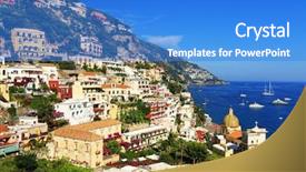  Presentation with coast - Colorful slide deck enhanced with positano on the amalfi coast backdrop and a teal colored foreground