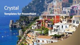  Presentation with resort - Slide set with resort on the amalfi coast background and a teal colored foreground