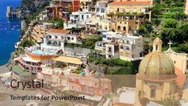  Presentation with resort - Audience pleasing PPT layouts consisting of resort on the amalfi coast backdrop and a coral colored foreground